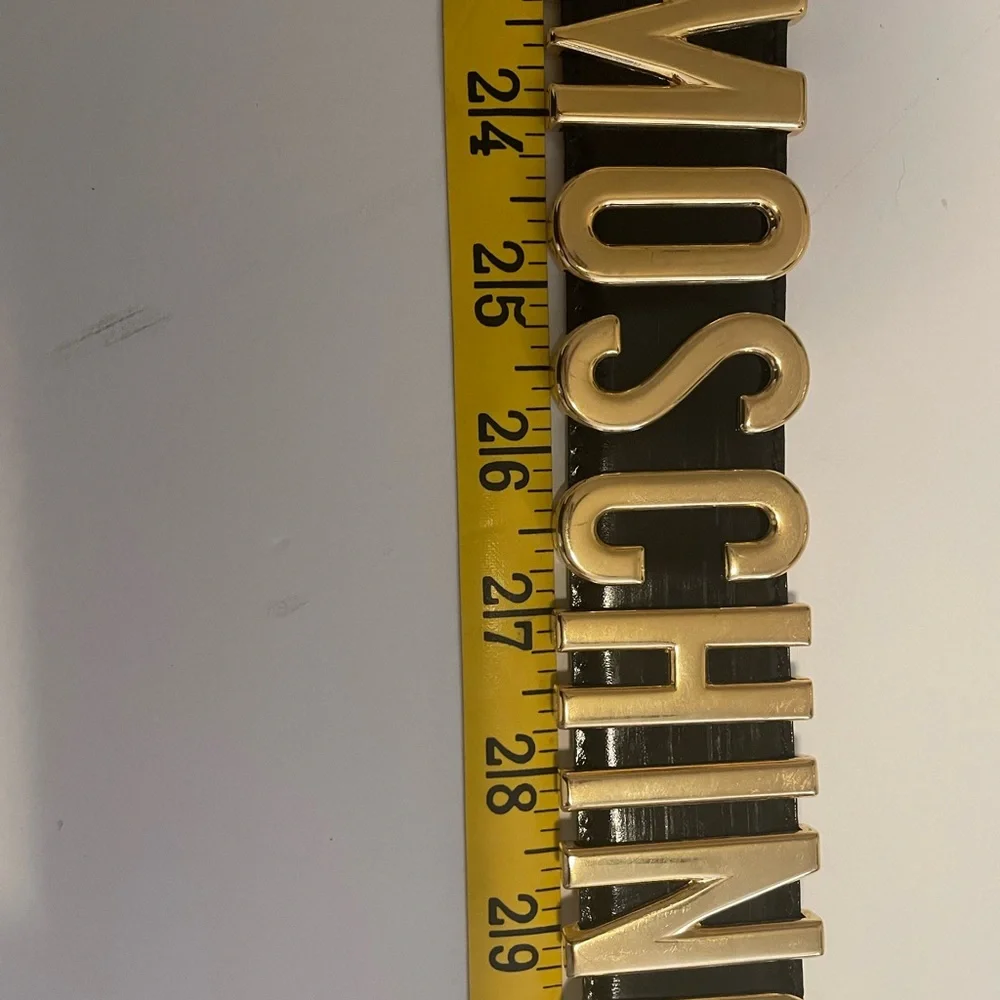 Moschino Black Belt with Gold Lettering